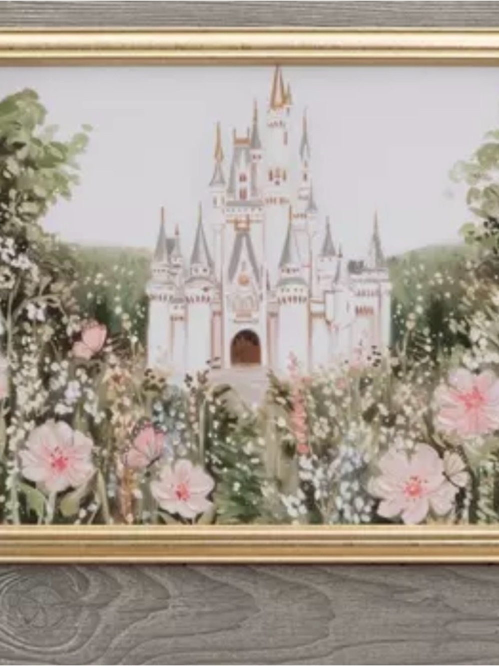 Viral Disney Castle with Flowers Floral Garden Canvas Horizontal Hobby lobby